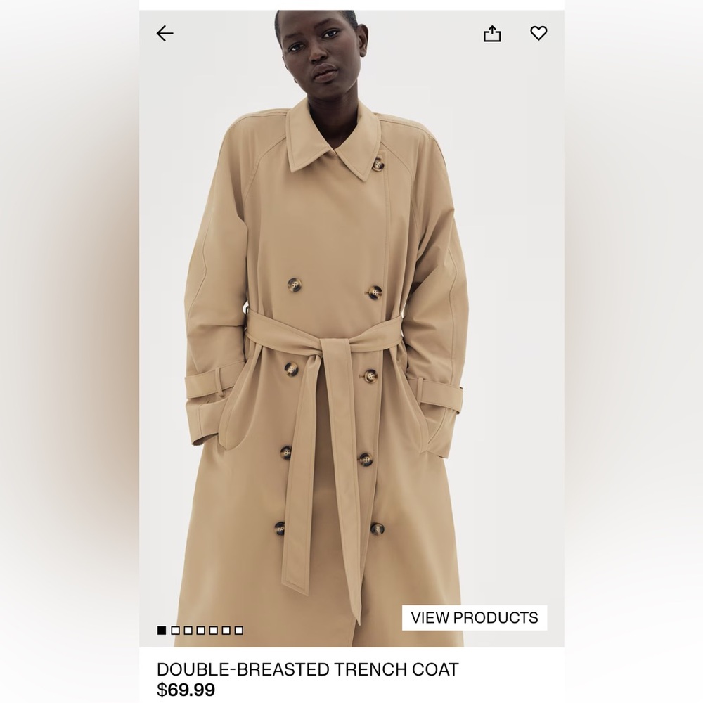 H&M Beige Recycled Polyester Coat
